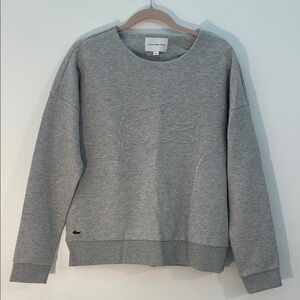 NWT Lacoste Gray Crewneck Sweater Classic Cotton Blend